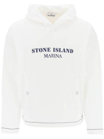 Old Treatment Oversized Fit Cotton Hoodie White - STONE ISLAND - BALAAN 1