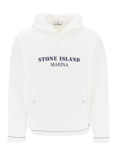 Old Treatment Oversized Fit Cotton Hoodie White - STONE ISLAND - BALAAN 1