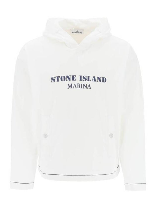 Old Treatment Oversized Fit Cotton Hoodie White - STONE ISLAND - BALAAN 1