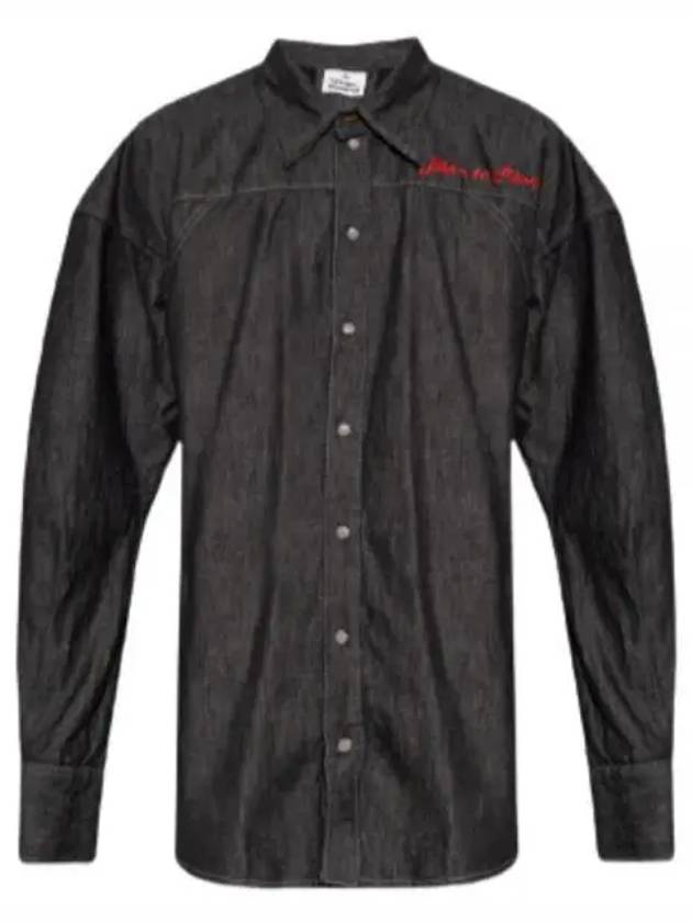 Football Denim Cotton Long Sleeve Shirt Black - VIVIENNE WESTWOOD - BALAAN 2