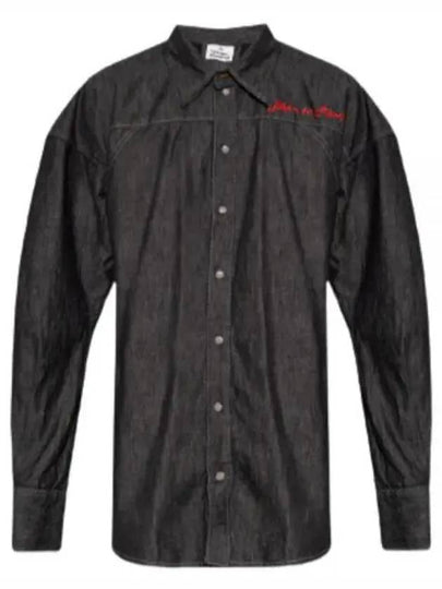 Football Denim Cotton Long Sleeve Shirt Black - VIVIENNE WESTWOOD - BALAAN 2