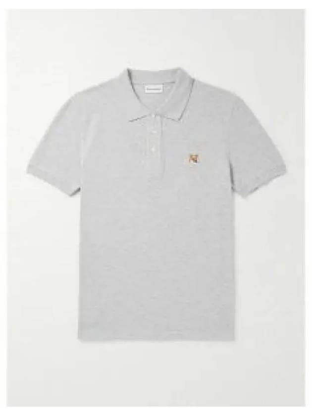 Fox Head Patch Cotton Polo Shirt Grey - MAISON KITSUNE - BALAAN 2