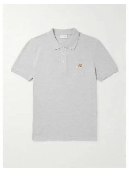 Fox Head Patch Cotton Polo Shirt Grey - MAISON KITSUNE - BALAAN 2