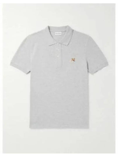 Fox Head Patch Cotton Polo Shirt Grey - MAISON KITSUNE - BALAAN 2