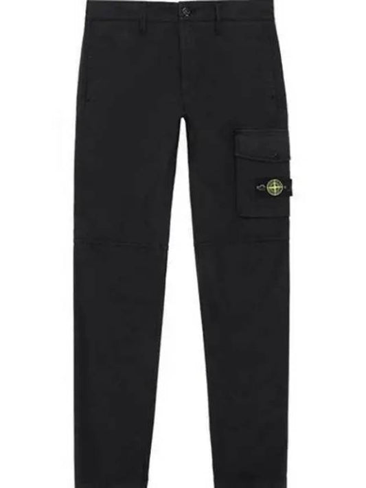 Men's Wappen Logo Cargo Straight Pants Black - STONE ISLAND - BALAAN 2