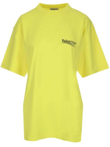 Political Campaign Wave Front Large Short Sleeve T-Shirt Neon Yellow - BALENCIAGA - BALAAN 1