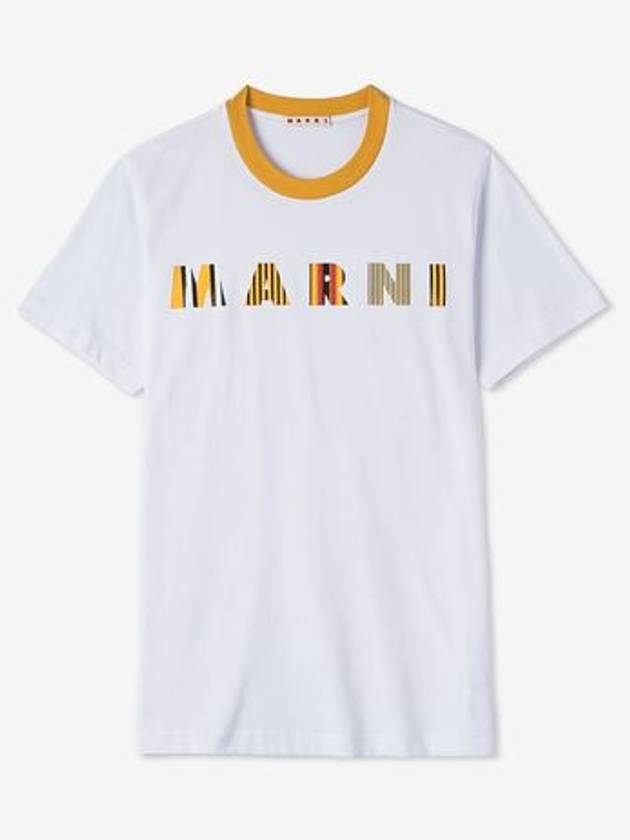 Stripe Logo Print Short Sleeve T-Shirt White - MARNI - BALAAN 2