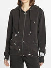 Lanvin Women s Logo Embroidery Painting Hooded Zip Up Washed Black RW HOG006 S1 - GALLERY DEPT. - BALAAN 3