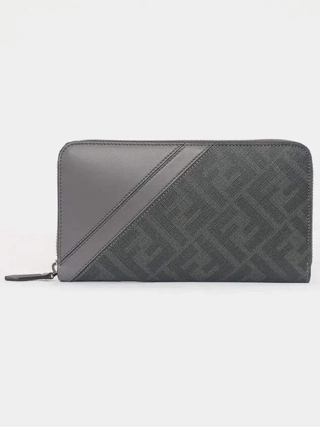 Diagonal Zip Around FF Canvas Long Wallet Grey - FENDI - BALAAN 4