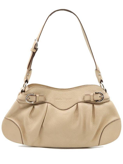 Women s Ferragamo 21 5839 Beige Calfskin Silver Clad Gancini Hobo Shoulder Bag gt Gangbuk used luxury goods - SALVATORE FERRAGAMO - BALAAN 2