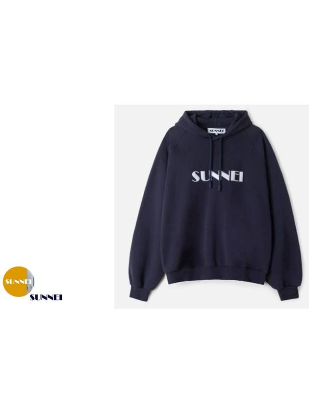 Embroidered Logo Drawstring Hoodie Dark Blue - SUNNEI - BALAAN 3