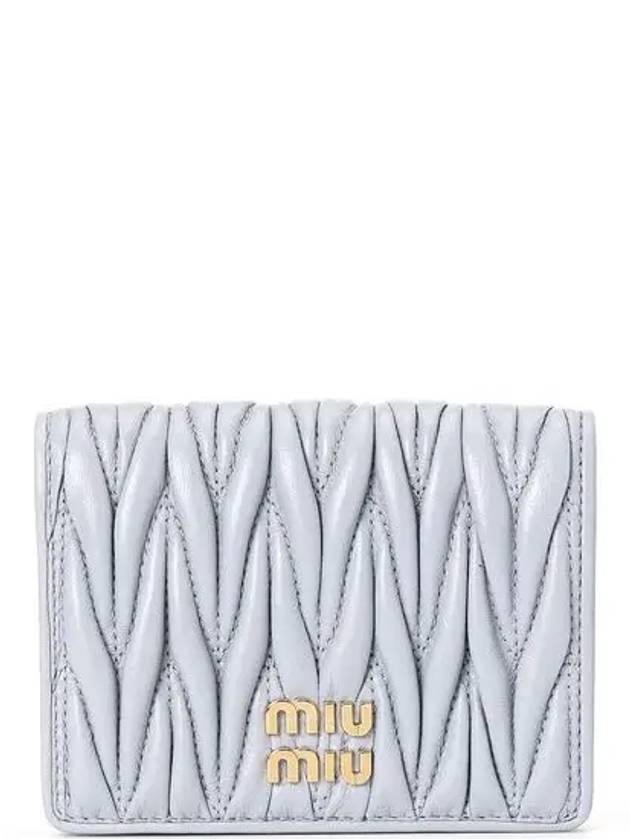 Matelasse Leather Half Wallet Sky Blue - MIU MIU - BALAAN 2