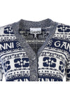 logo wool mix jacquard cardigan blue - GANNI - BALAAN 5