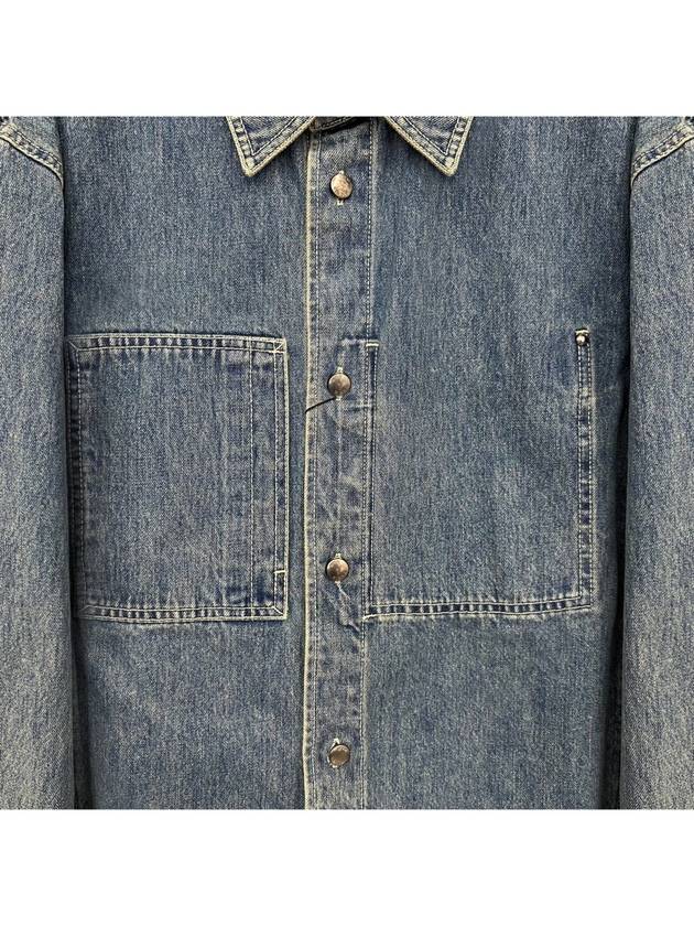 Back Logo Denim Button Long Sleeve Shirt Blue - WOOYOUNGMI - BALAAN 5