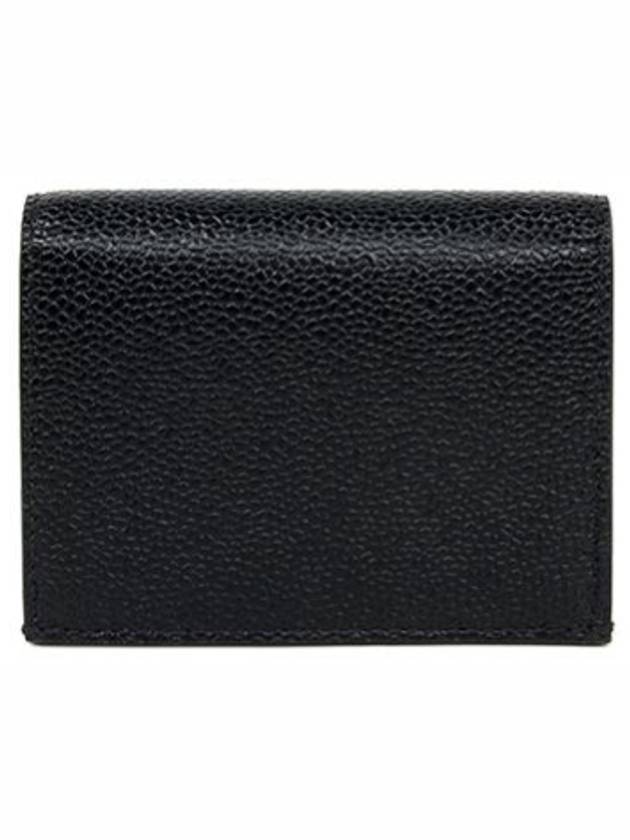 Pebble Grained Leather Double Card Wallet Black - THOM BROWNE - BALAAN 2