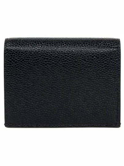 Pebble Grained Leather Double Card Wallet Black - THOM BROWNE - BALAAN 2