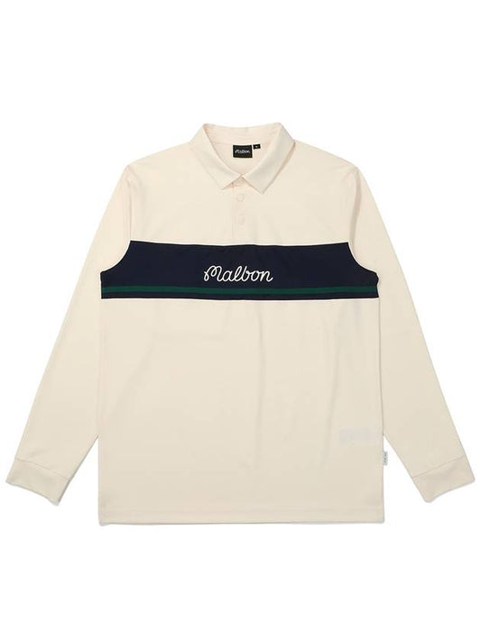 Tech color block polo t shirt CREAM MAN - MALBON GOLF - BALAAN 1