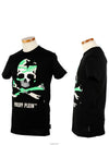 Green Camo Skull Cotton Short Sleeve T-Shirt Black - PHILIPP PLEIN - BALAAN 3