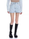 High Waist Denim Shorts Light Blue - MSGM - BALAAN 2