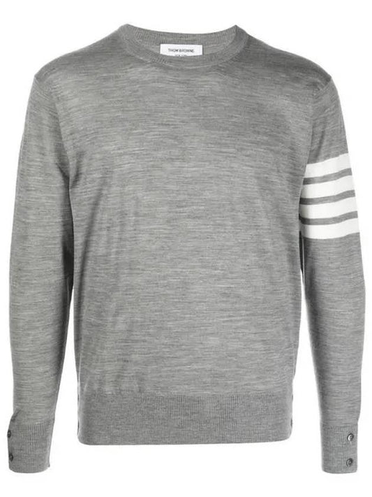 4 Bar Armband Classic Merino Wool Knit Top Light Grey - THOM BROWNE - BALAAN 2