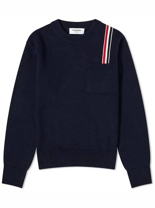 RWB Striped Intarsia Cotton Knit Top Navy - THOM BROWNE - BALAAN 2