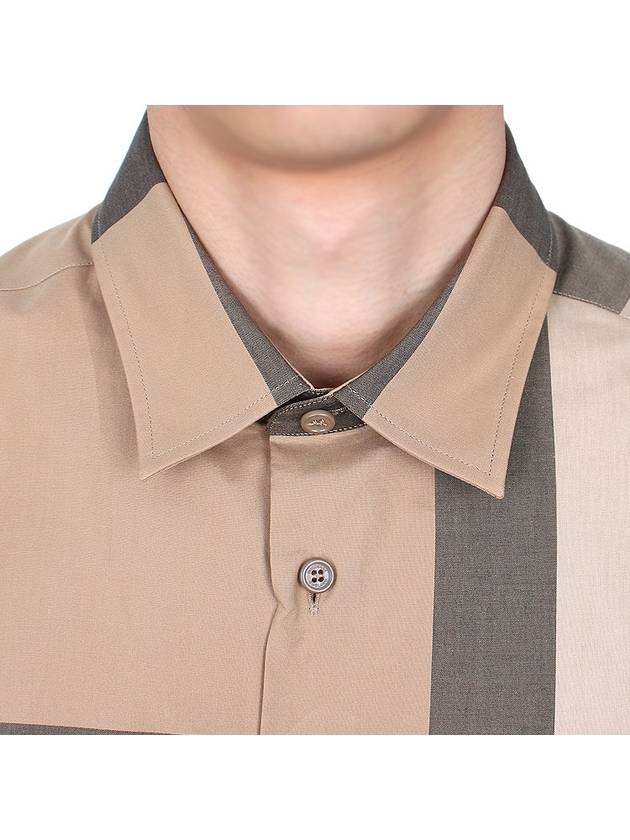 Men's Check Motif Cotton Short Sleeve Shirt Beige - BURBERRY - BALAAN 7