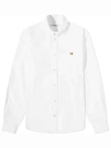 Maison Kitsune Fox Minimal Fox Head Ambroid Poplin Cotton Shirt White - MAISON KITSUNE - BALAAN 1