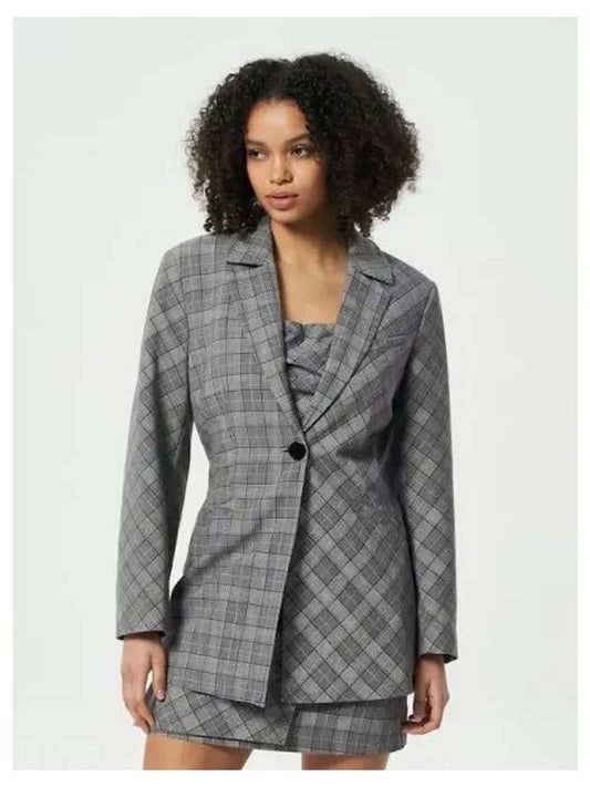 Check mix fitted blazer gray domestic product GM0024021640688 - GANNI - BALAAN 1