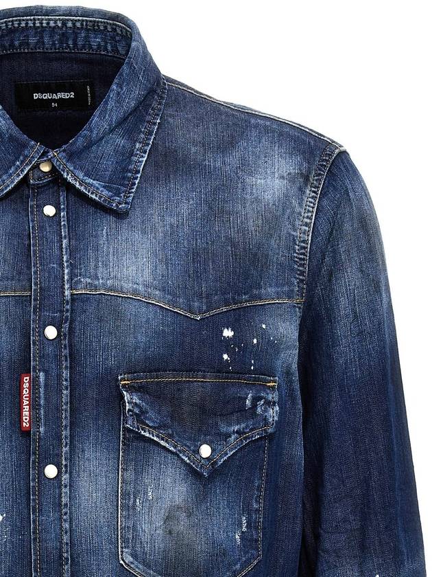 24 ss Denim Shirt WITH Blish Effect S74DM0795S30341470 B0650980205 - DSQUARED2 - BALAAN 4