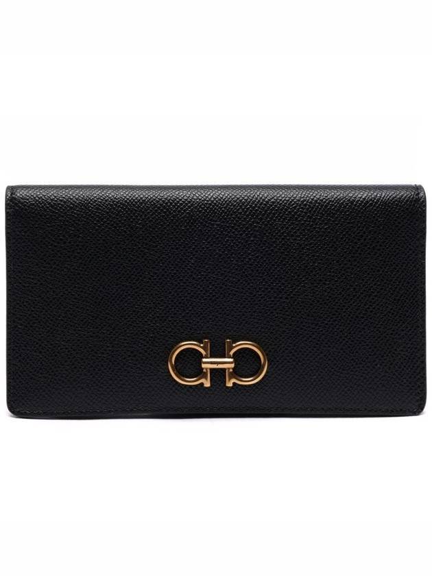 Gancini Continental Long Wallet Black - SALVATORE FERRAGAMO - BALAAN 1