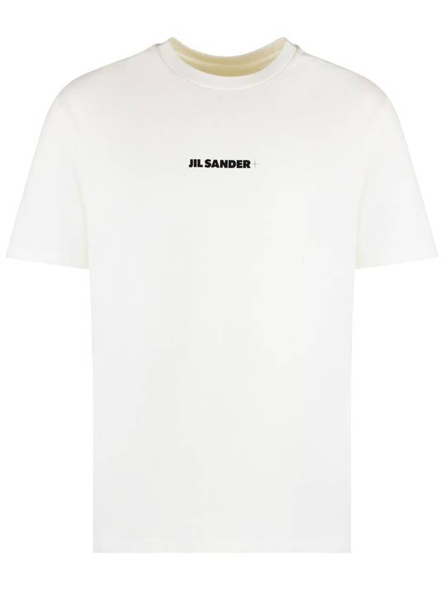 Logo Print Crew Neck Short Sleeve T-shirt Porcelain - JIL SANDER - BALAAN 2