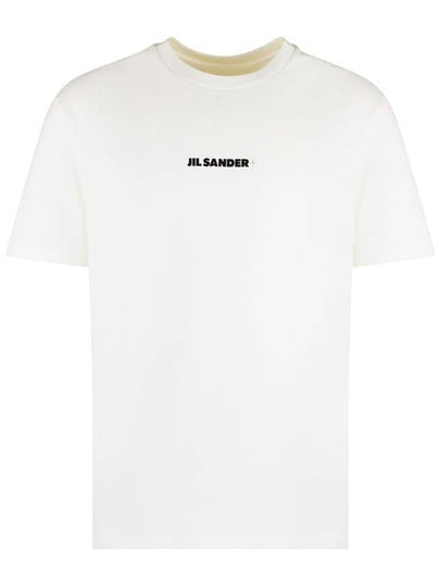 Logo Print Crew Neck Short Sleeve T-shirt Porcelain - JIL SANDER - BALAAN 2