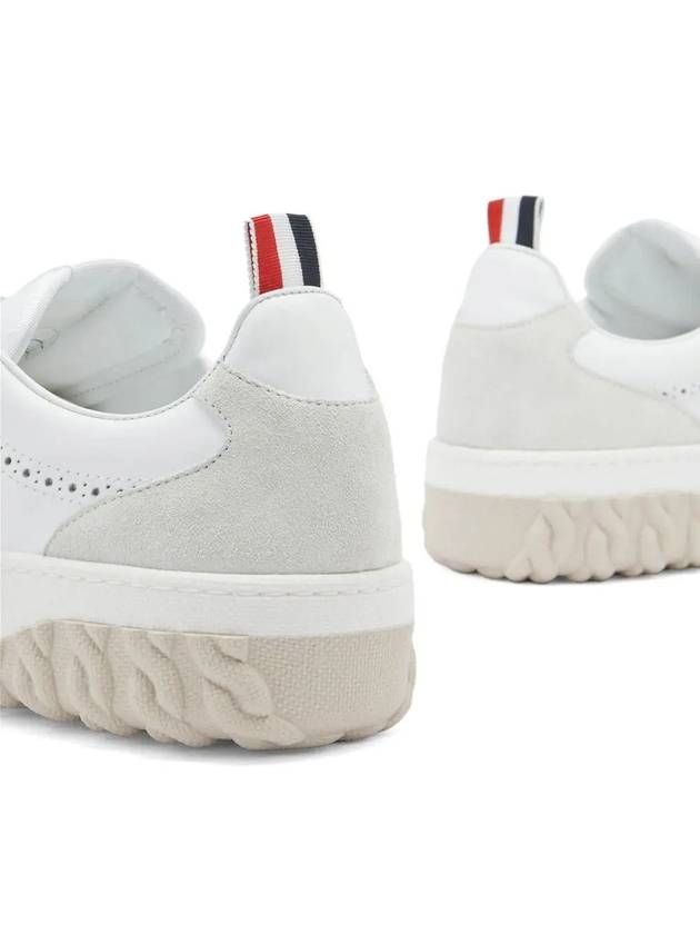 Letterman Panel Lace-Up Low-Top Sneakers White - THOM BROWNE - BALAAN 5