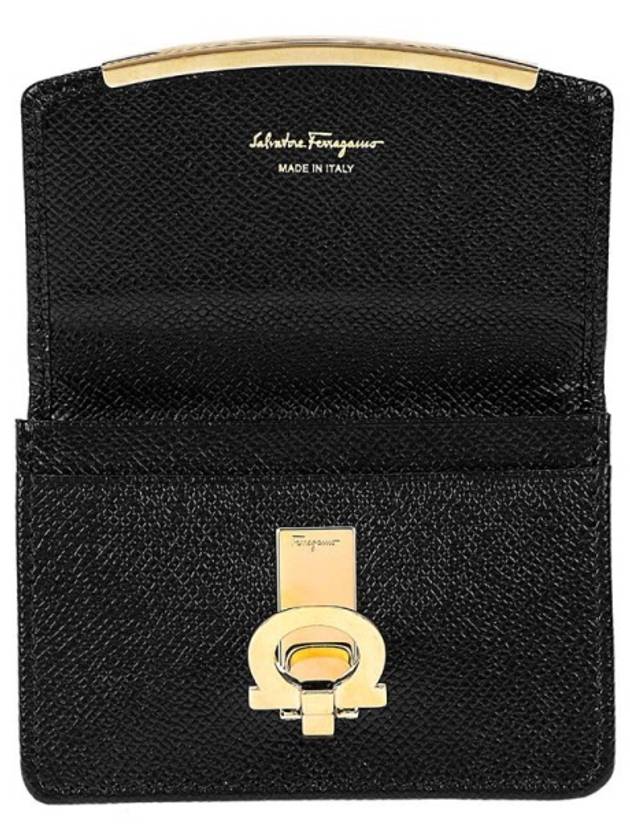 Gancini Calfskin Card Wallet Black - SALVATORE FERRAGAMO - BALAAN 5