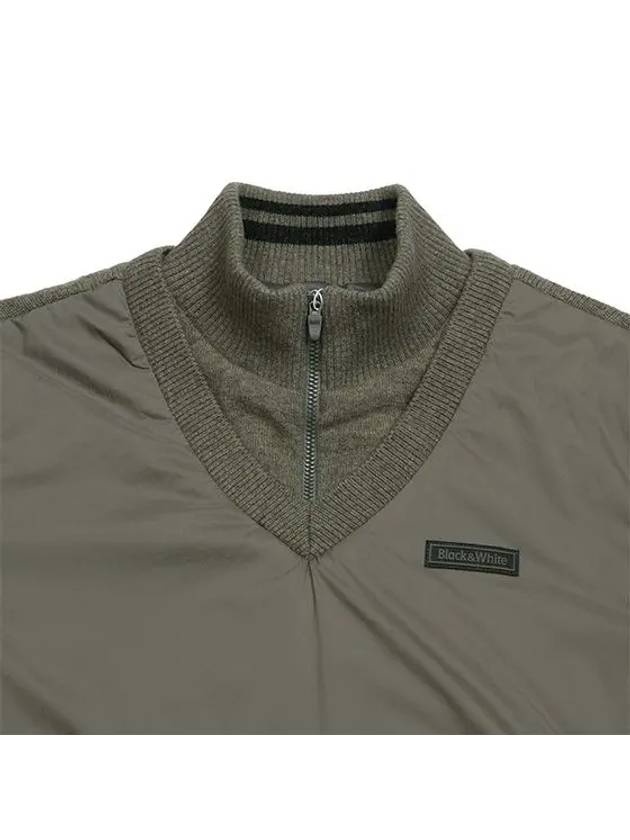 Men s front padded diagonal quilted windproof pullover 2322GXKC KHAKI - BLACK&WHITE - BALAAN 3