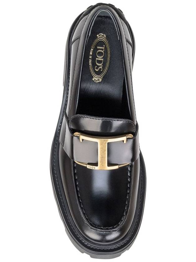 T Logo Leather Loafer Heels Black - TOD'S - BALAAN 5