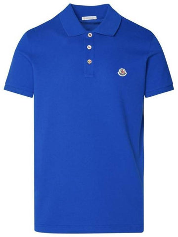 Logo Patch Polo Shirt Blue - MONCLER - BALAAN 1