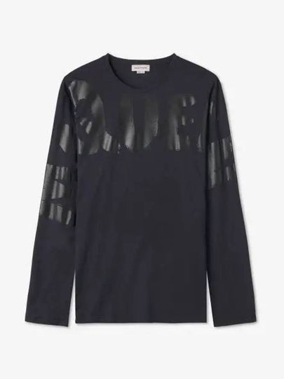 Graffiti Print Long Sleeve T-Shirt Navy Black - ALEXANDER MCQUEEN - BALAAN 2