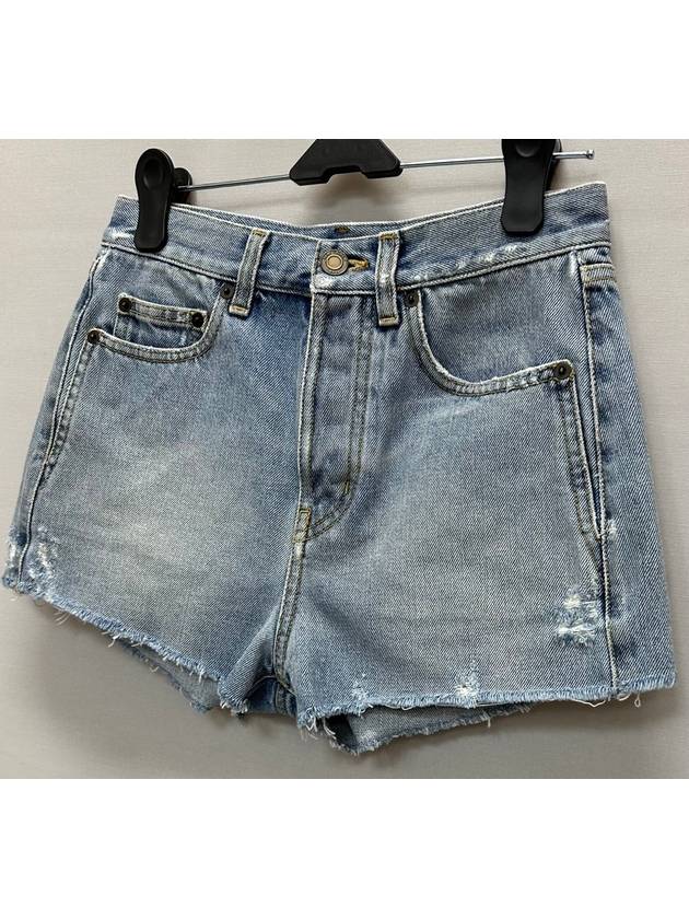 Blue Denim Slim Fit Short Pants 25 - SAINT LAURENT - BALAAN 3