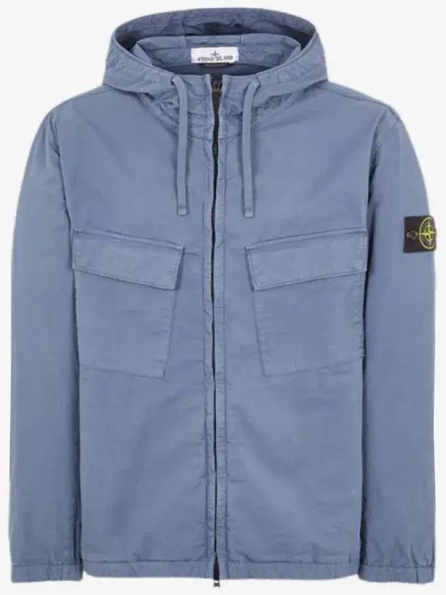 Cotton Twill Stretch Hooded Jacket Avio Blue - STONE ISLAND - BALAAN 2