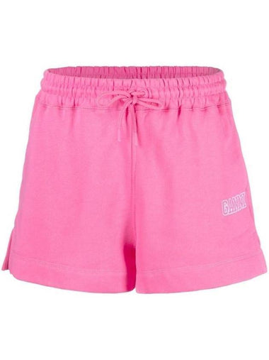 Women's Logo Cotton Banding Sweat Shorts Sugar Plum - GANNI - BALAAN 1