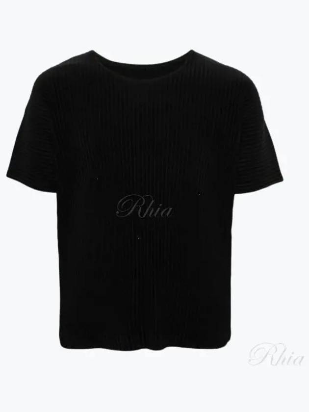 Pleated Short Sleeve T-Shirt Black - ISSEY MIYAKE - BALAAN 2