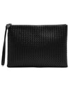 Intrecciato Strap Clutch Bag Black - BOTTEGA VENETA - BALAAN 2