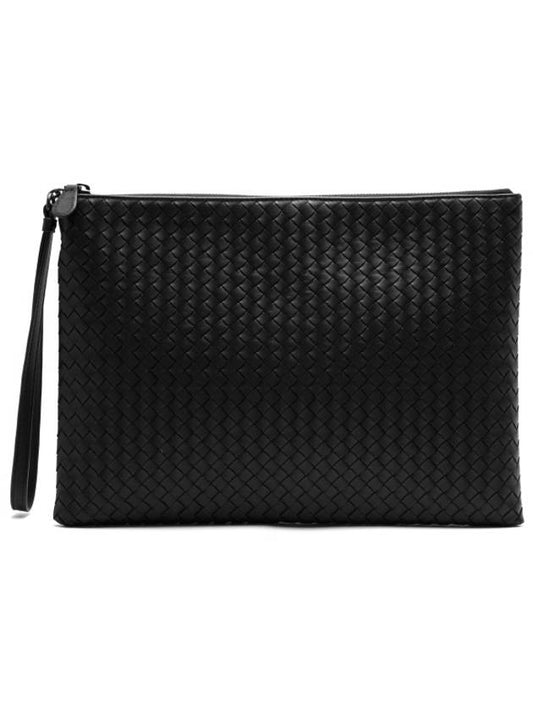 Intrecciato Strap Clutch Bag Black - BOTTEGA VENETA - BALAAN 2