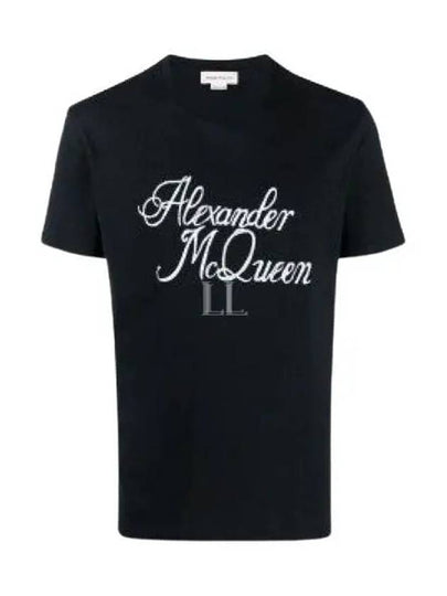 Signature Logo Short Sleeve T-Shirt Black - ALEXANDER MCQUEEN - BALAAN 2