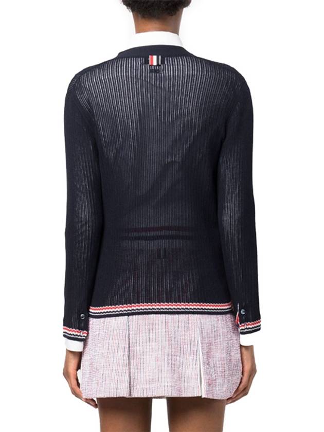 Thom Browne Pointelle RWB Striped Cardigan Navy - THOM BROWNE - BALAAN 6