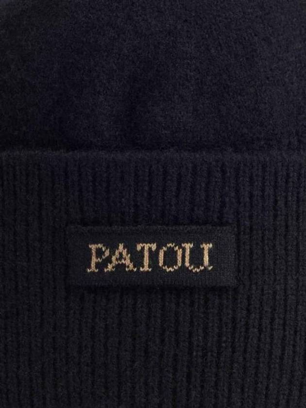 Logo Patch Wool Cashmere Beanie Black - PATOU - BALAAN 3