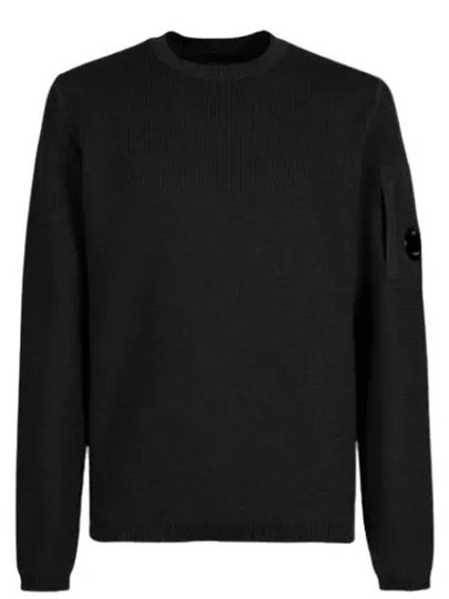 Lens Ribbed Crew Neck Knit Top Black - CP COMPANY - BALAAN 2