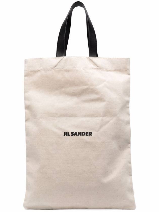 Logo Canvas Cotton Tote Bag Beige - JIL SANDER - BALAAN 1