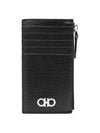 Gancini Zipper Card Wallet Black - SALVATORE FERRAGAMO - BALAAN 3